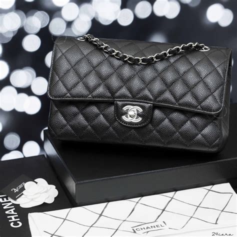 chanel classic flap bag caviar medium silver|Flap Bags .